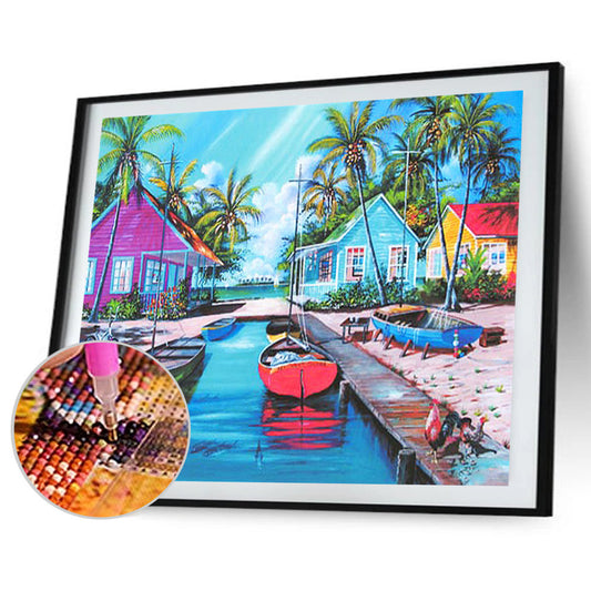 Seaside Village - Full Round Drill Diamond Painting 40*30CM