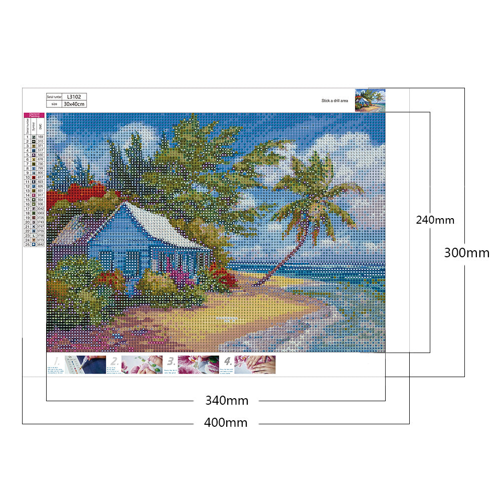 Seaside Village - Full Round Drill Diamond Painting 40*30CM