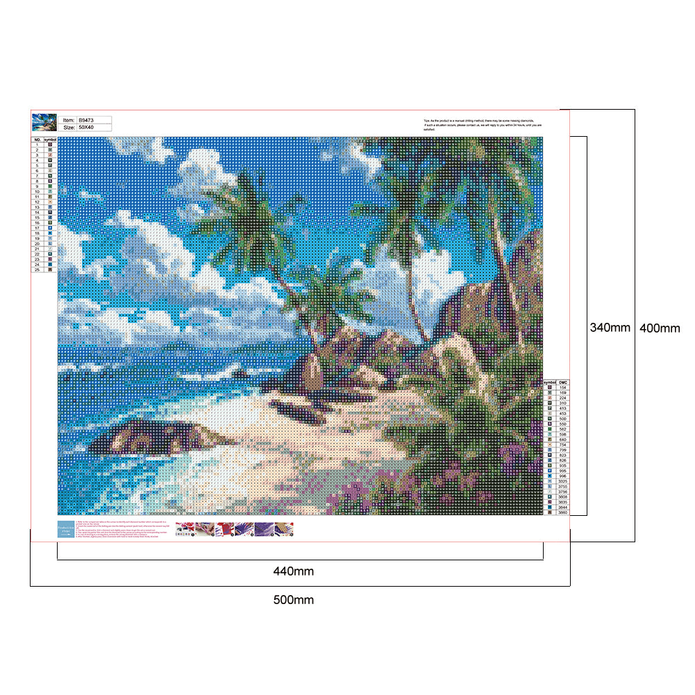 Beach - Full Round Drill Diamond Painting 50*40CM