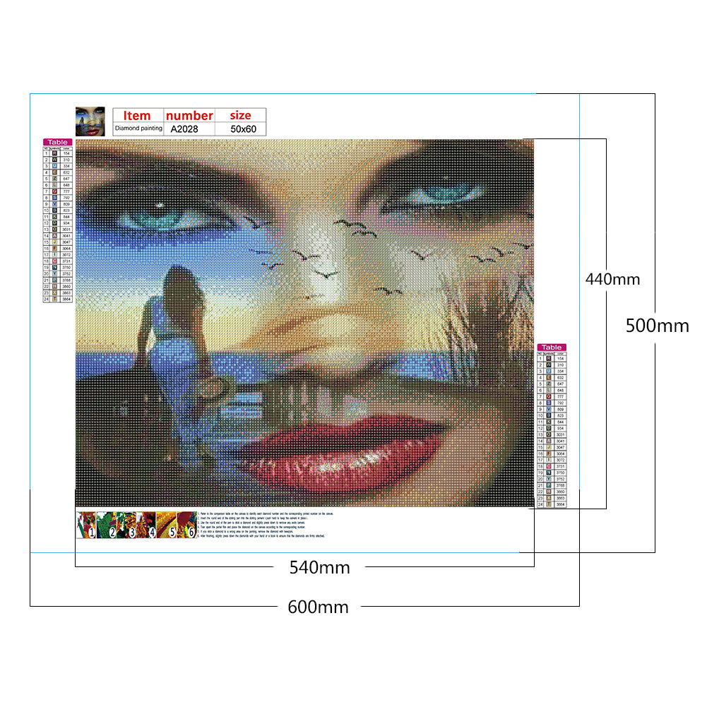 European And American Woman Poster - Full Round Drill Diamond Painting 60*50CM