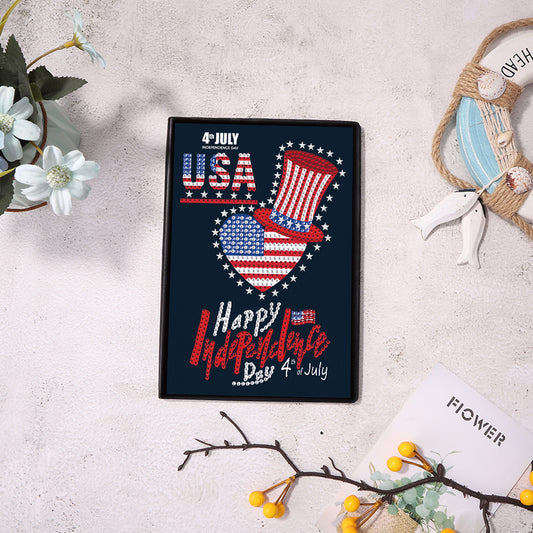 DIY Special Shaped Diamond Painting 50 Pages A5 Notebook Independence Day