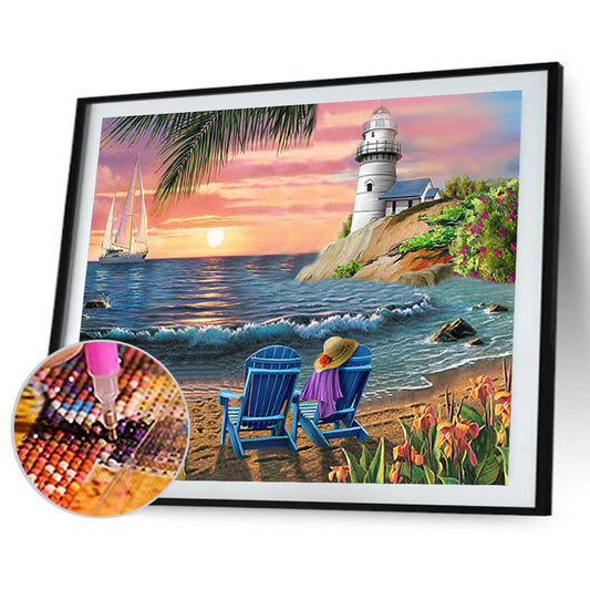 Beach Scenery - Full Round Drill Diamond Painting 40*30CM
