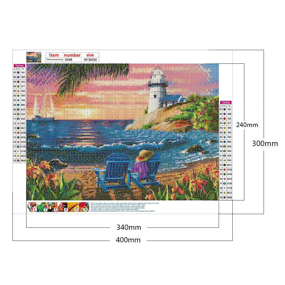 Beach Scenery - Full Round Drill Diamond Painting 40*30CM