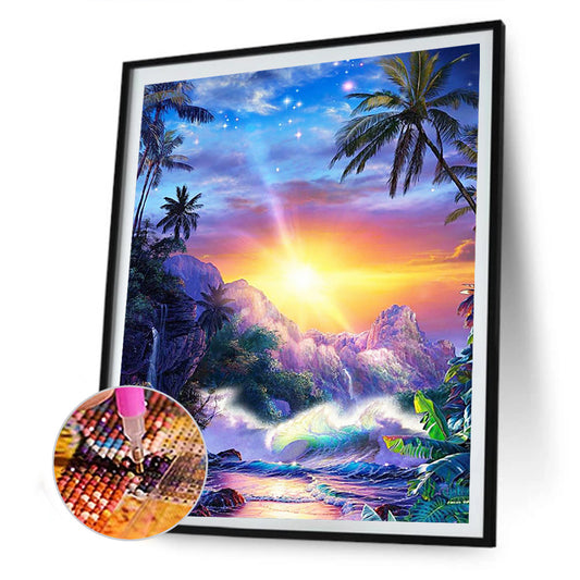 Beach Scenery - Full Round Drill Diamond Painting 30*40CM