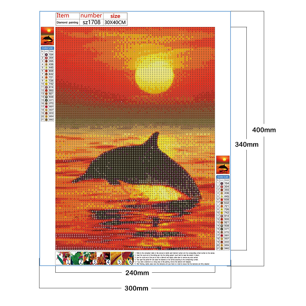 Dolphin - Full Round Drill Diamond Painting 30*40CM