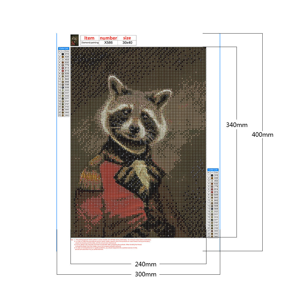 Gentleman Raccoon - Full Round Drill Diamond Painting 30*40CM
