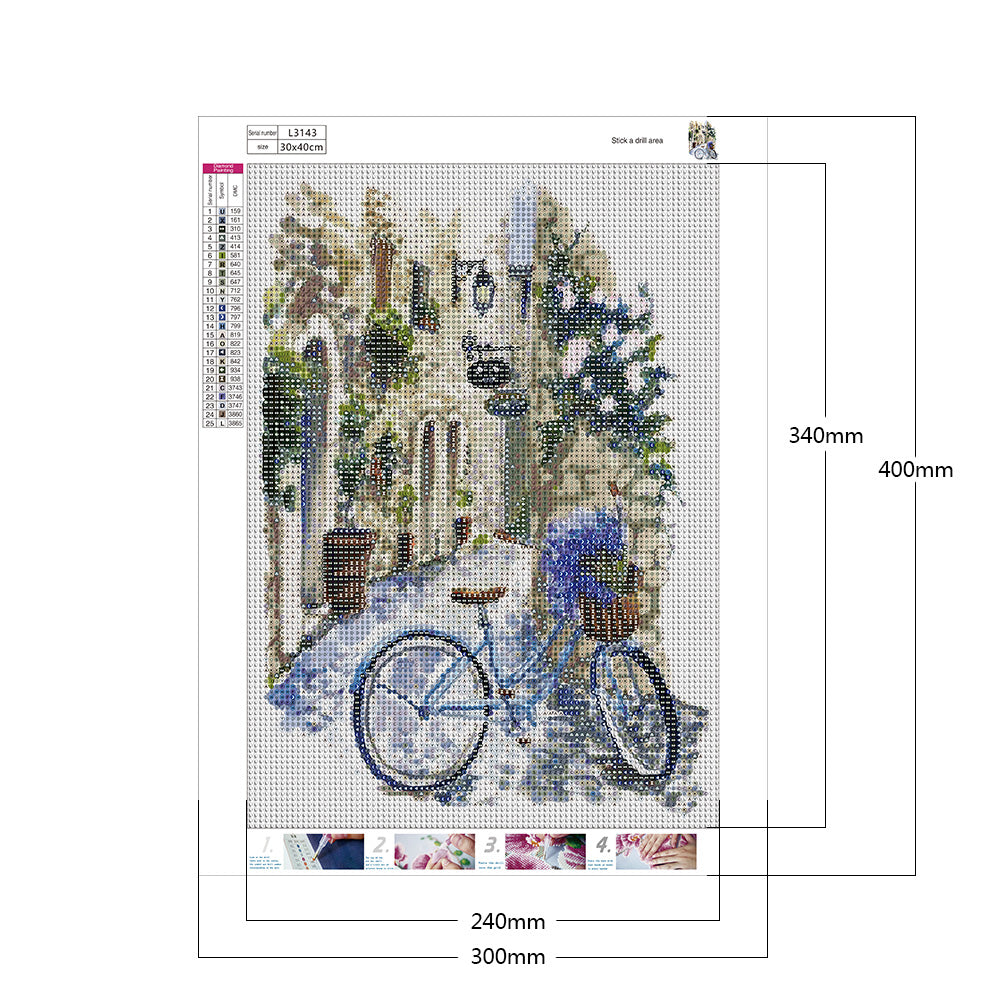Alley Bike - Full Round Drill Diamond Painting 30*40CM
