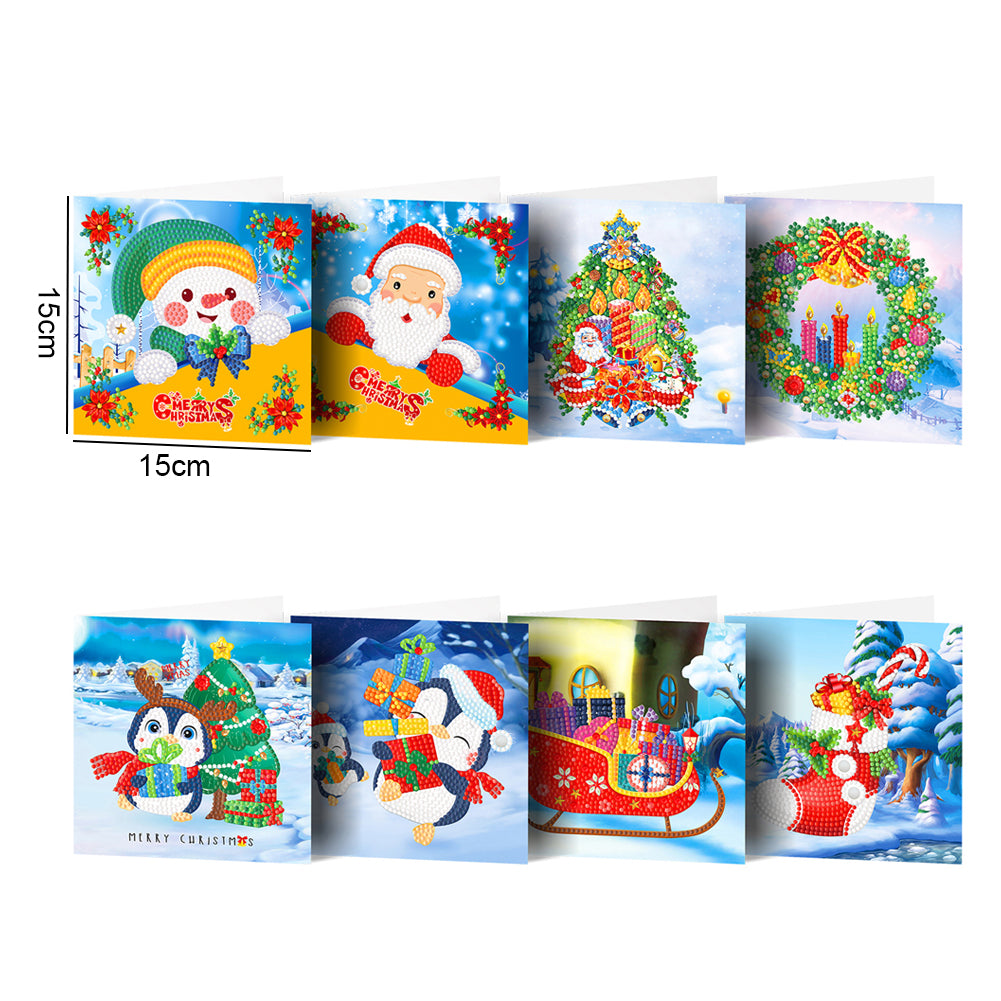 8pcs DIY Diamond Painting Greeting Cards Mosaic Thanks Birthday Postcards