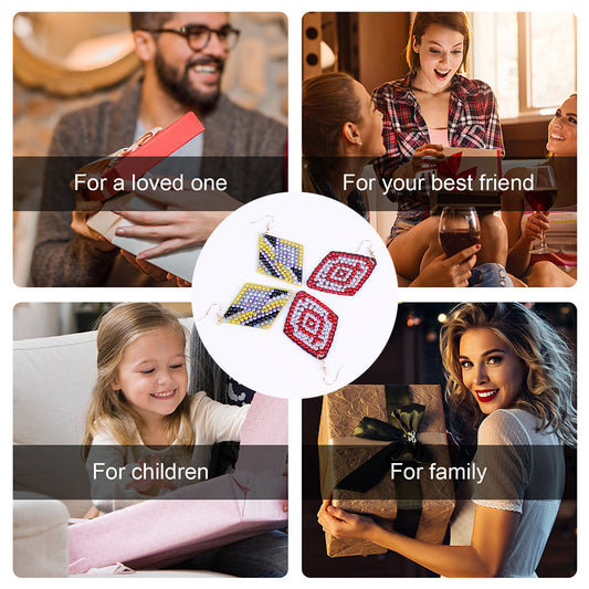 5D DIY Diamond Painting Earrings Kit Irregular Double-sided Drill Jewelry