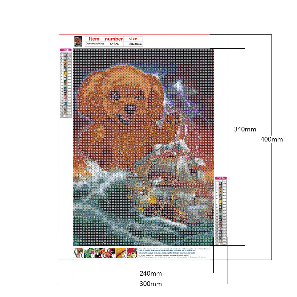 Poodle Siren - Full Round Drill Diamond Painting 30*40CM