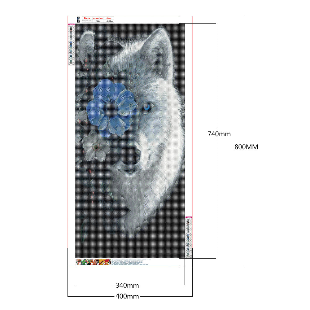 Flower Wolf - Full Round Drill Diamond Painting 40*80CM