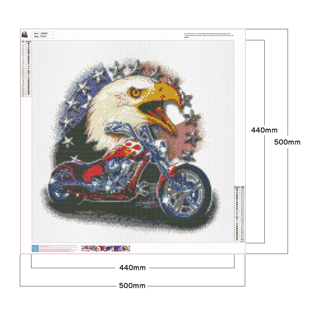 Eagle Motorcycle - Full Round Drill Diamond Painting 50*50CM