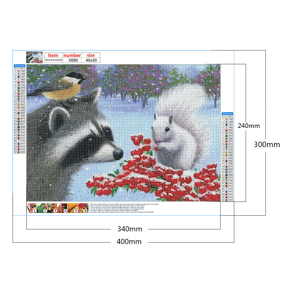 Raccoon - Full Round Drill Diamond Painting 40*30CM