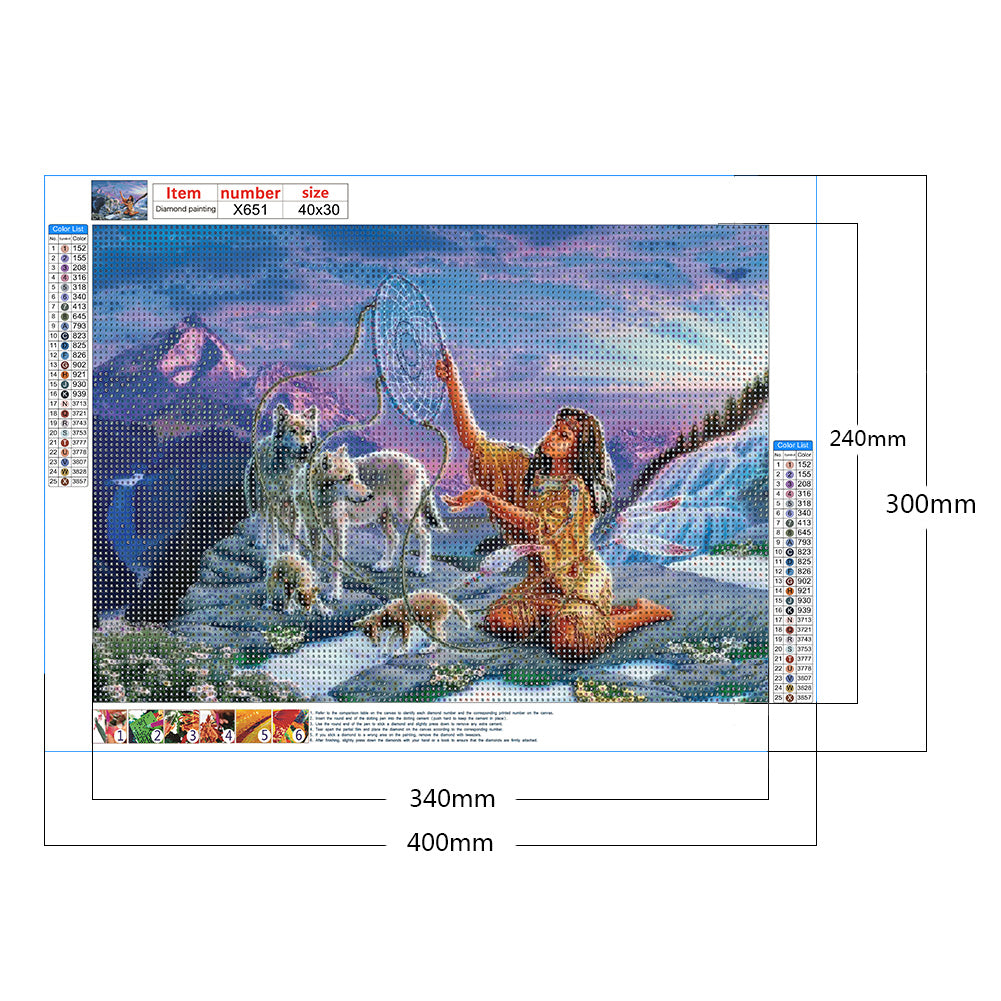 Wolf Dream Catcher - Full Round Drill Diamond Painting 40*30CM