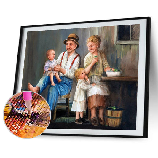 Oil Painting Couple - Full Round Drill Diamond Painting 40*30CM