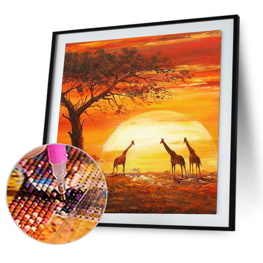 Sunset Giraffe - Full Round Drill Diamond Painting 30*30CM