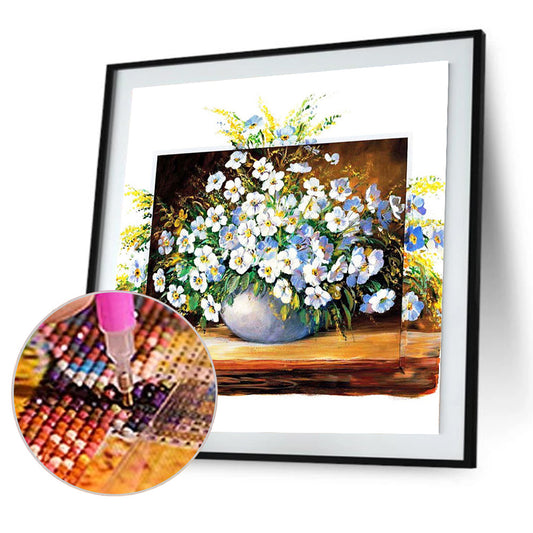 Oil Painting Flowers - Full Round Drill Diamond Painting 30*30CM
