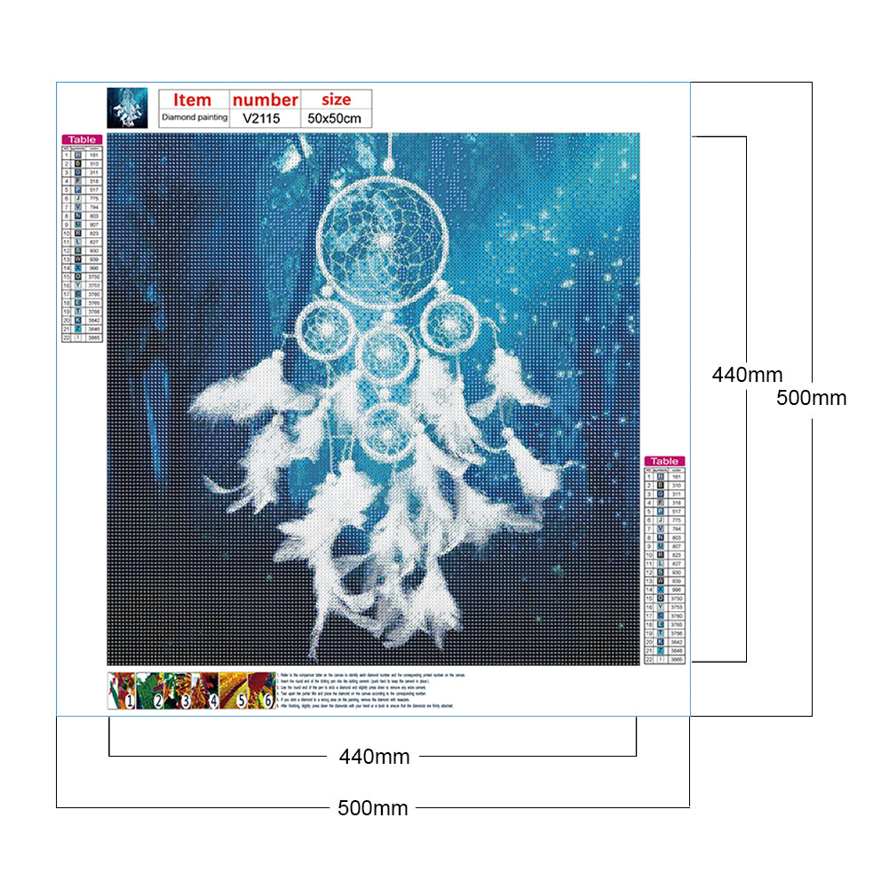 White Dream Catcher - Full Round Drill Diamond Painting 50*50CM