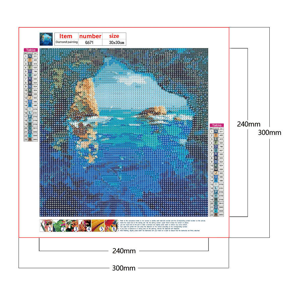 Oil Painting Seaside - Full Round Drill Diamond Painting 30*30CM