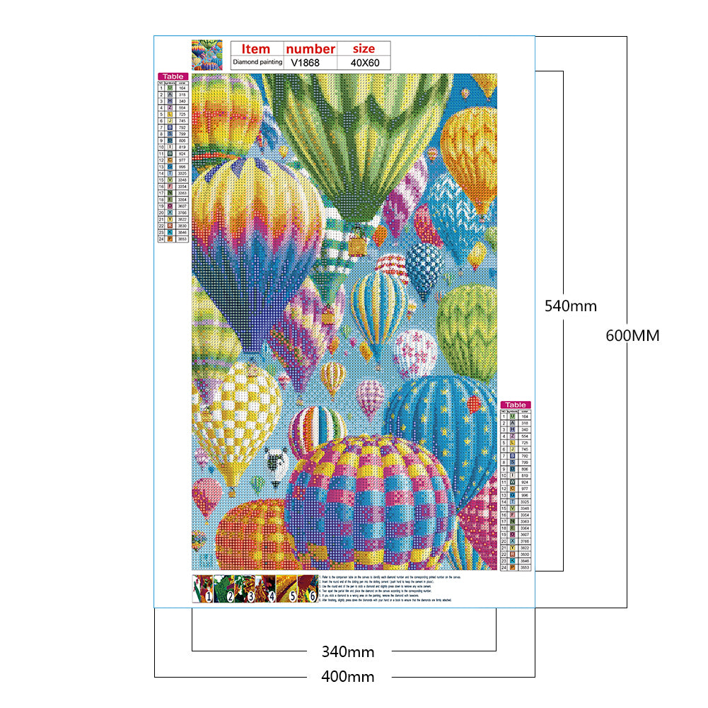Hot Air Balloon - Full Round Drill Diamond Painting 40*60CM