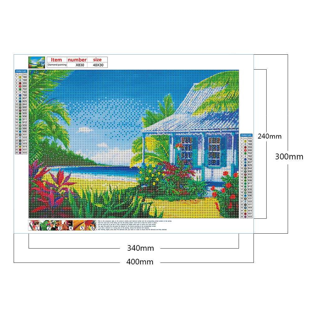 Seaside - Full Round Drill Diamond Painting 40*30CM