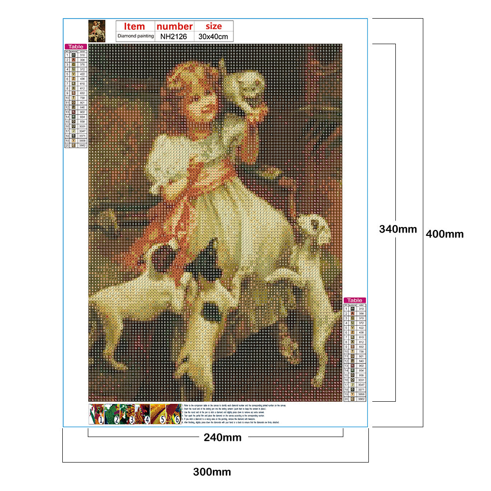 Little Girl And Puppy - Full Round Drill Diamond Painting 30*40CM