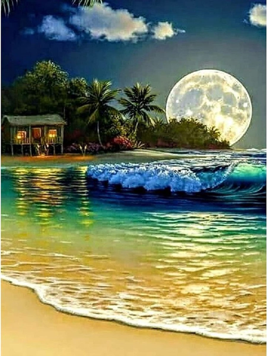 Seaside Moon - Full Round Drill Diamond Painting 30*40CM