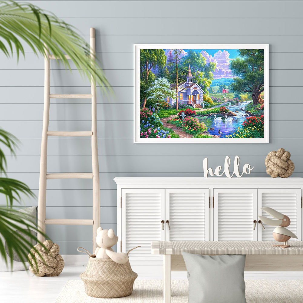 Country House - Full Round Drill Diamond Painting 50*40CM