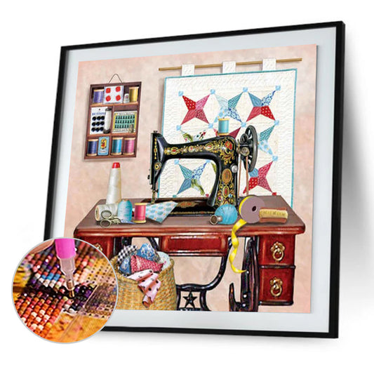 Sewing Machine - Full Round Drill Diamond Painting 50*50CM