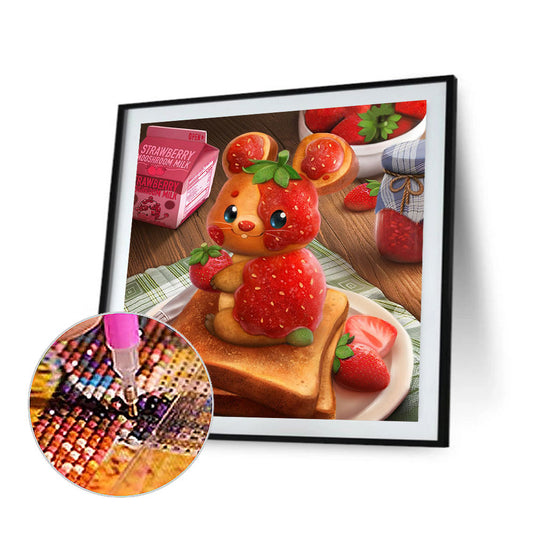 Strawberry Mouse - Full Round Drill Diamond Painting 40*40CM