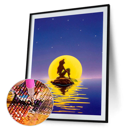 Mermaid Under The Moon - Full Round Drill Diamond Painting 40*60CM