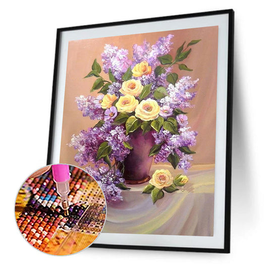 Table Top Violet Vase - Full Square Drill Diamond Painting 30*40CM