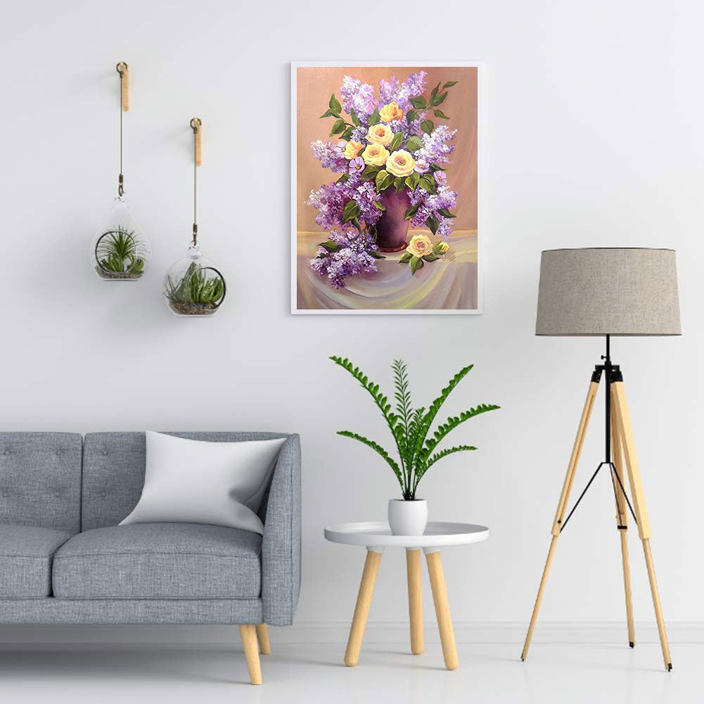 Table Top Violet Vase - Full Square Drill Diamond Painting 30*40CM