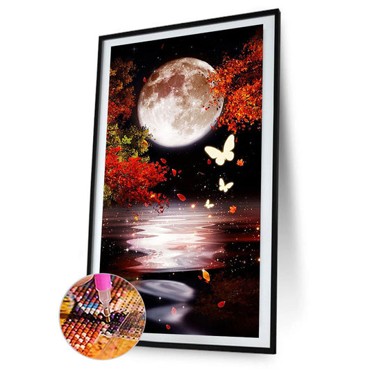 Under The Moon Water Scenery - Full Round Drill Diamond Painting 40*70CM