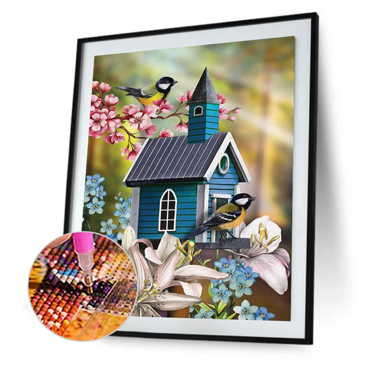 Lily Tit Bird House - Full Square Drill Diamond Painting 30*40CM