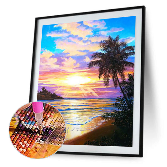 Sea ??Sunset - Full Round Drill Diamond Painting 30*40CM