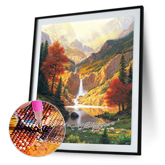 Mountain Stream - Full Round Drill Diamond Painting 50*60CM