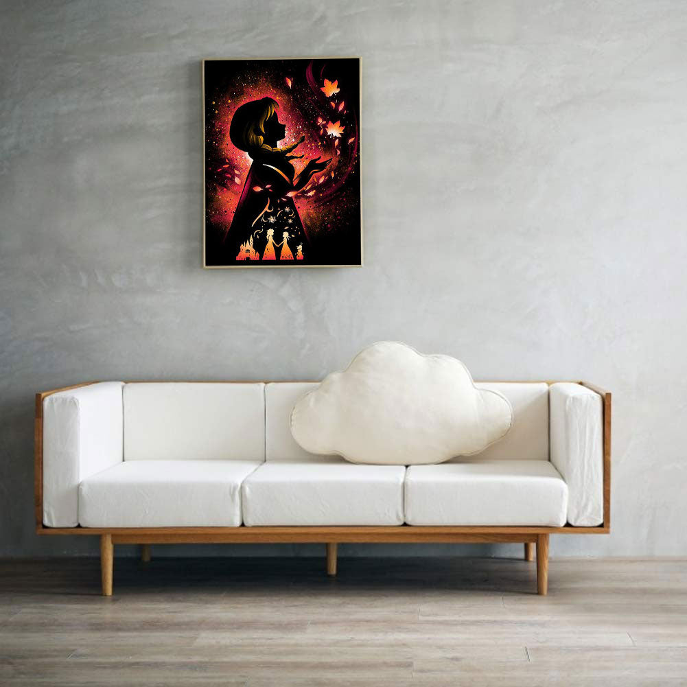 Princess Cartoon Silhouette - Full Round Drill Diamond Painting 50*60CM