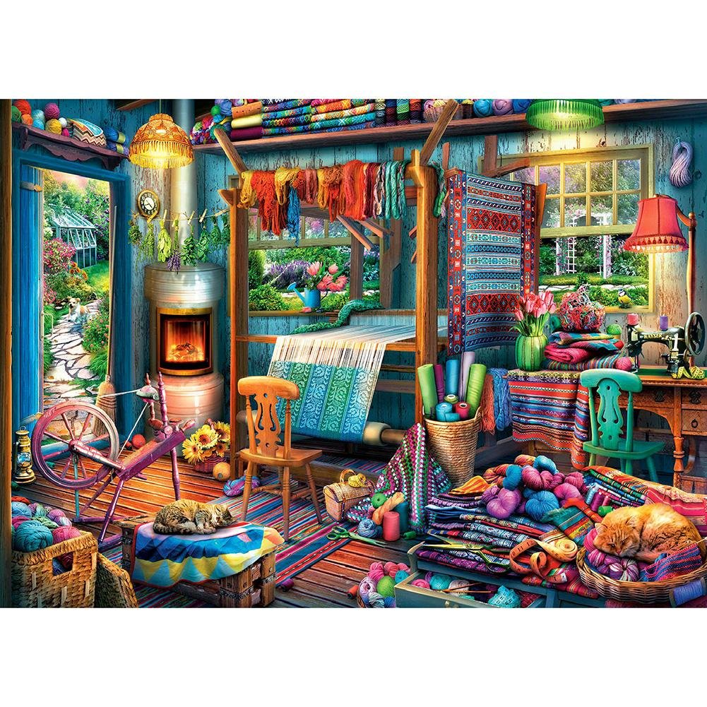 Woven House 50*40CM(Canvas) Full Round Drill Diamond Painting