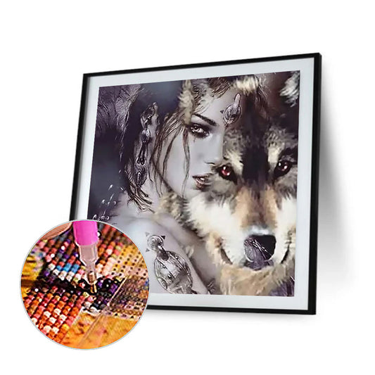 Beauty And The Wolf - Full Round Drill Diamond Painting 40*40CM