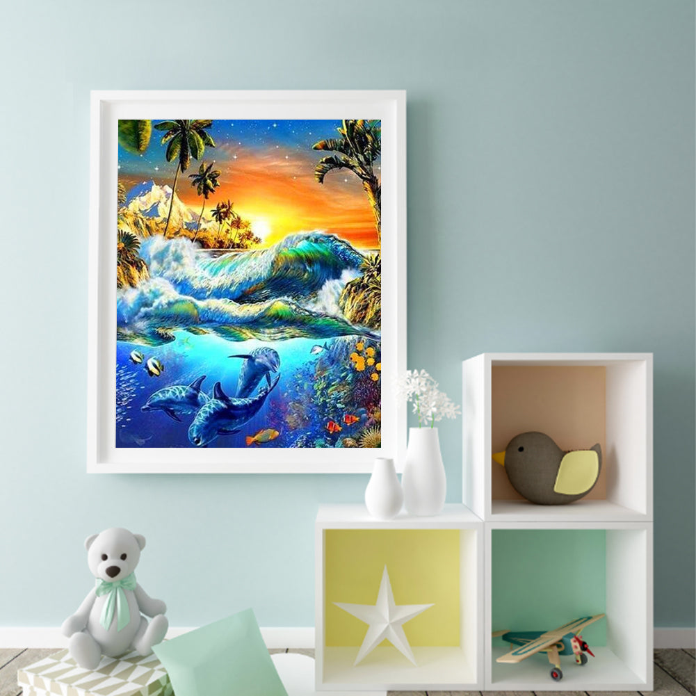 Dolphin 50*60CM(Canvas) Full Square Drill Diamond Painting