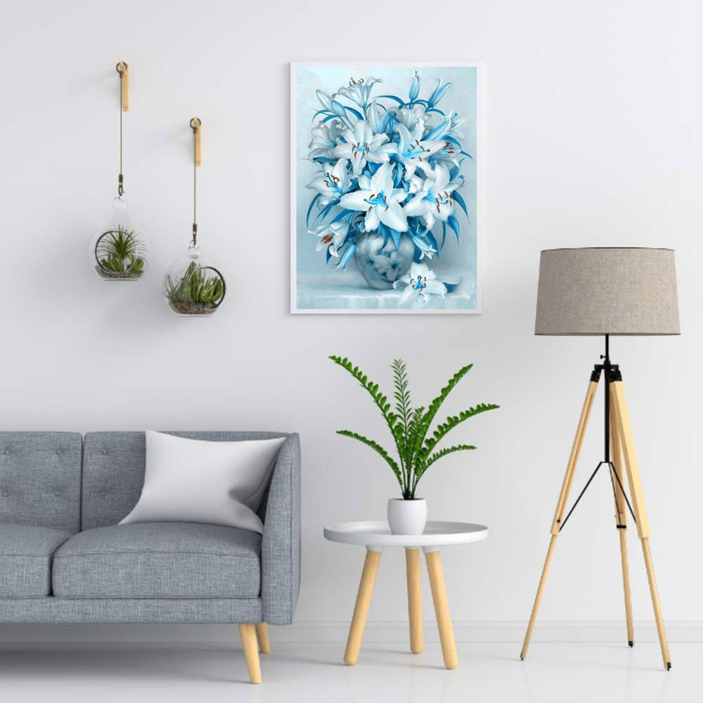 Blue Lily - Full Round Drill Diamond Painting 40*50CM