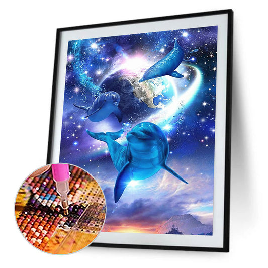 Planet Dolphin - Full Round Drill Diamond Painting 50*60CM