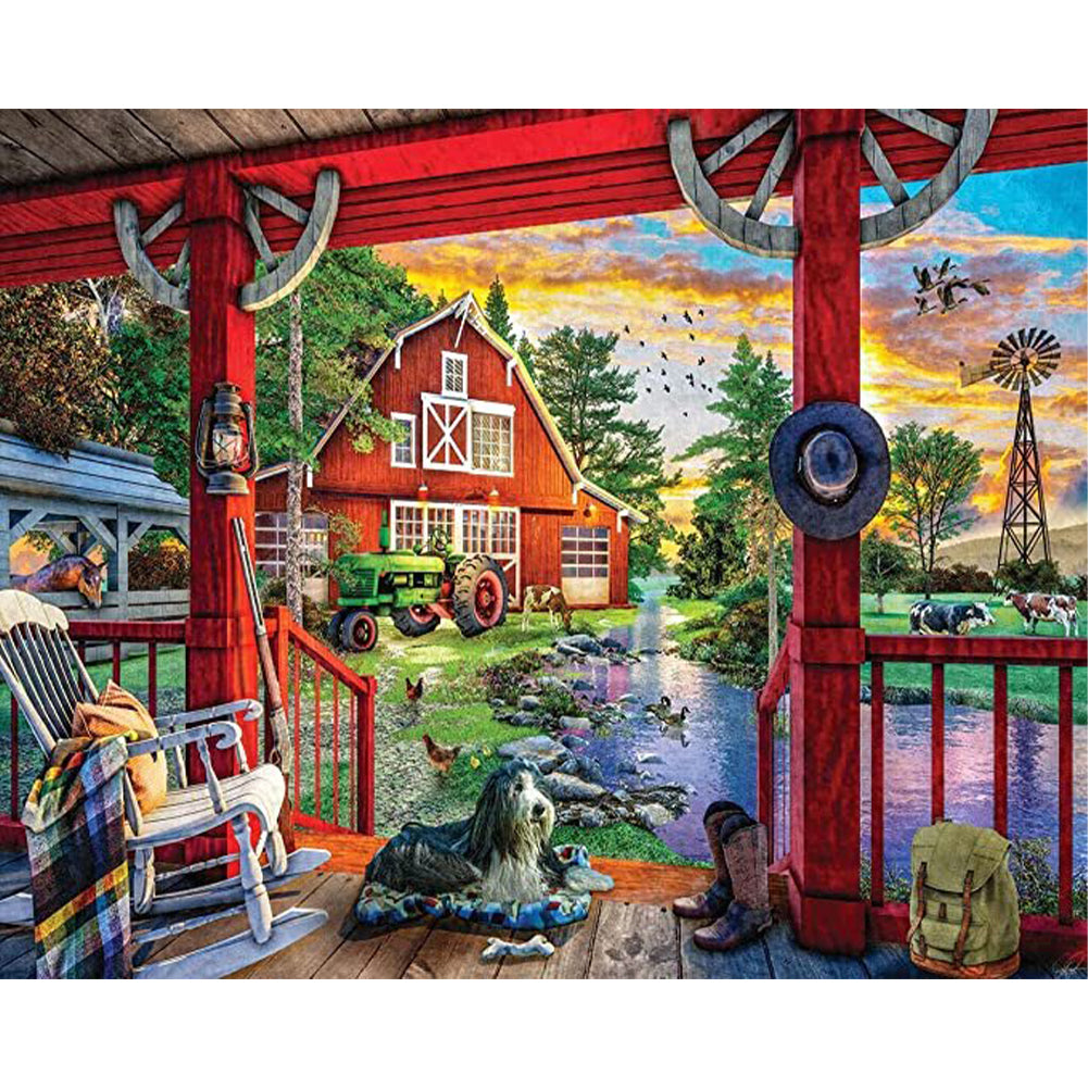 Red House - Full Round Drill Diamond Painting 40*30CM