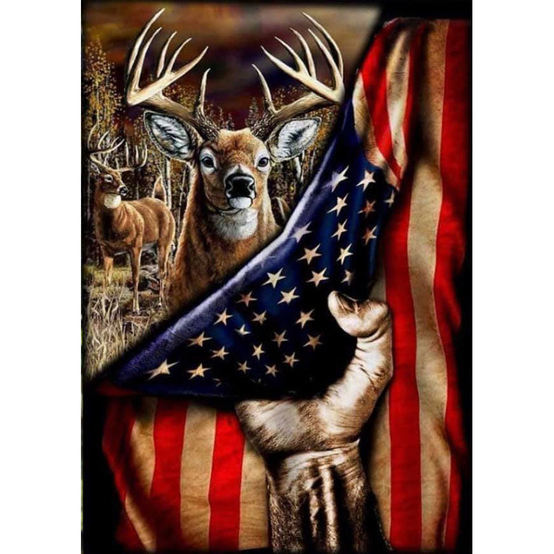 Hand Drawn American Flag 30*40CM(Canvas) Full Round Drill Diamond Painting