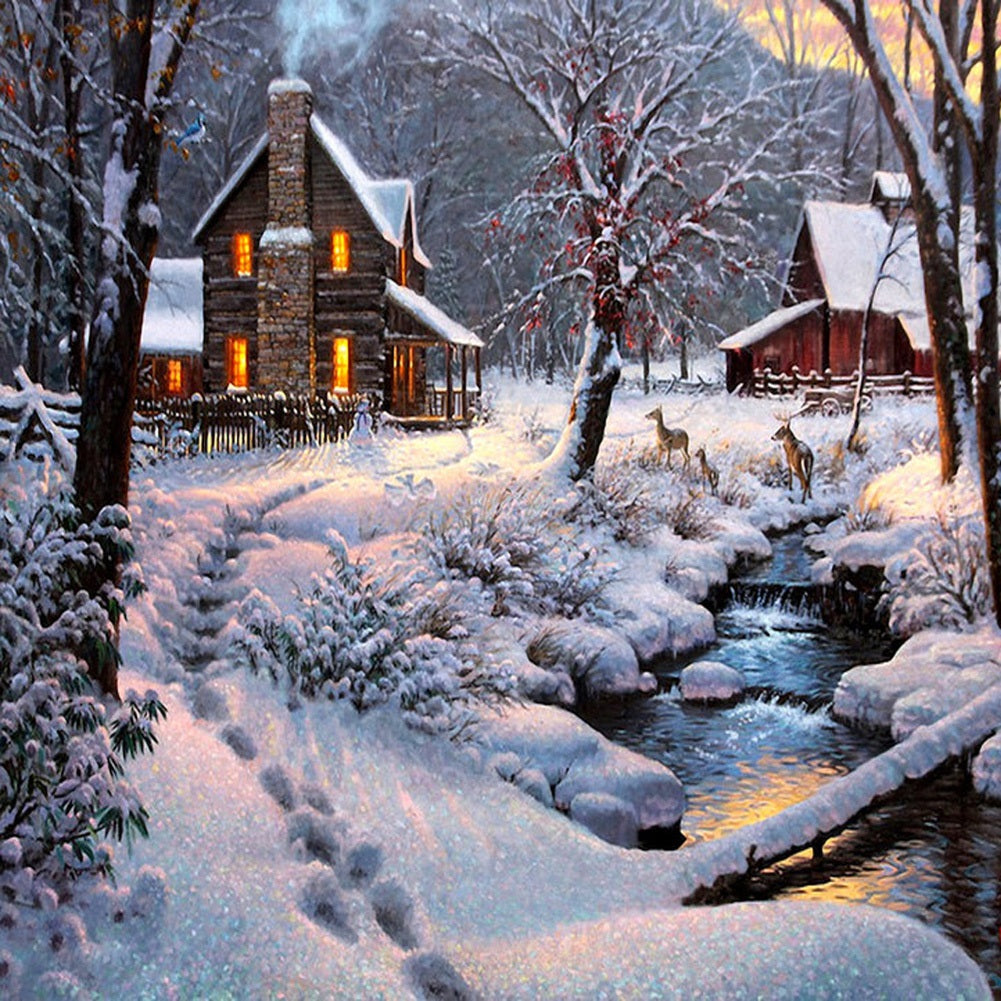 Snow House - Full Round Drill Diamond Painting 40*40CM
