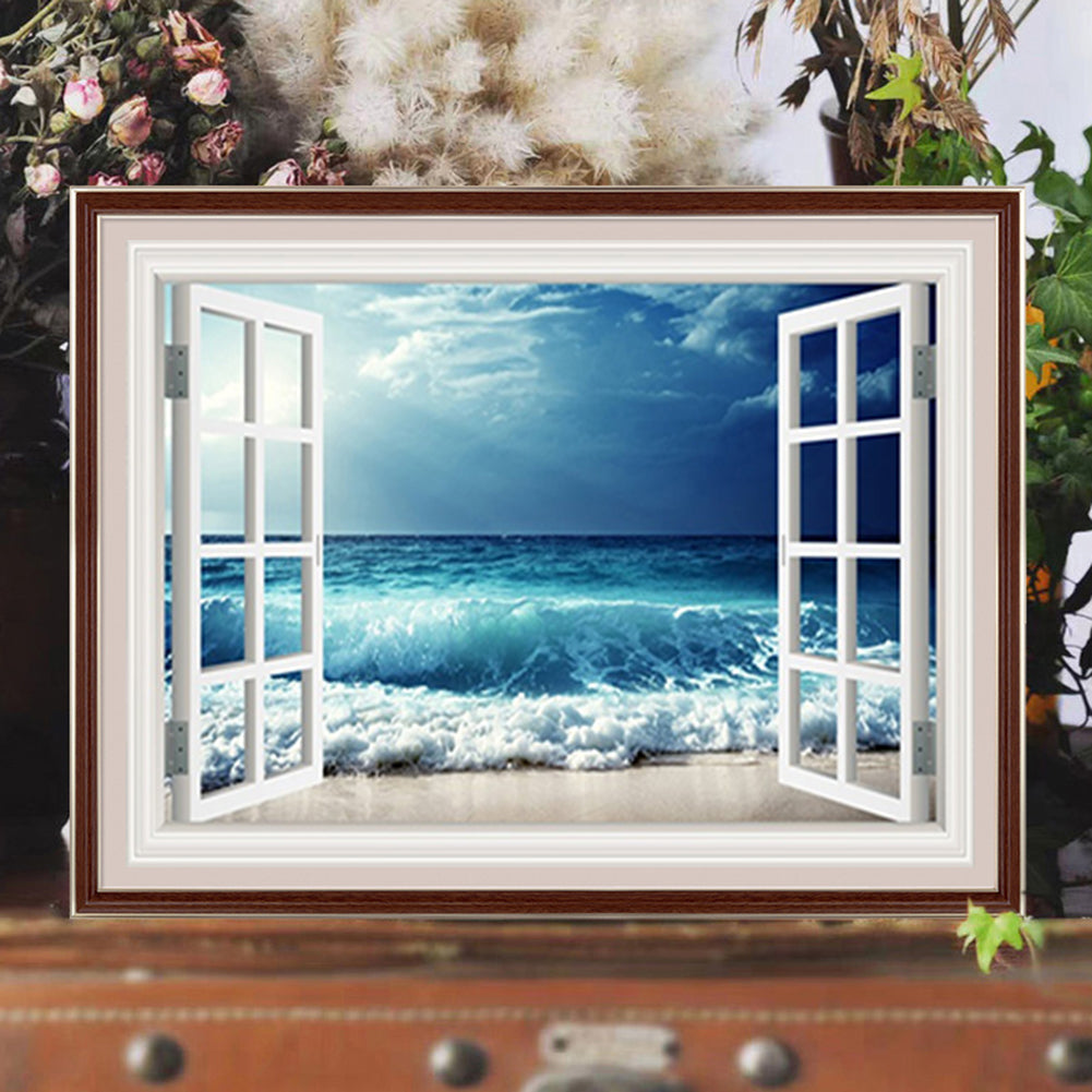 The Sea In Front Of The Window - Full Round Drill Diamond Painting 50*40CM