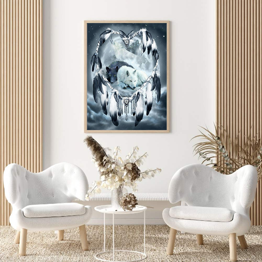 Wolf Dream Catcher - Full Round Drill Diamond Painting 40*50CM