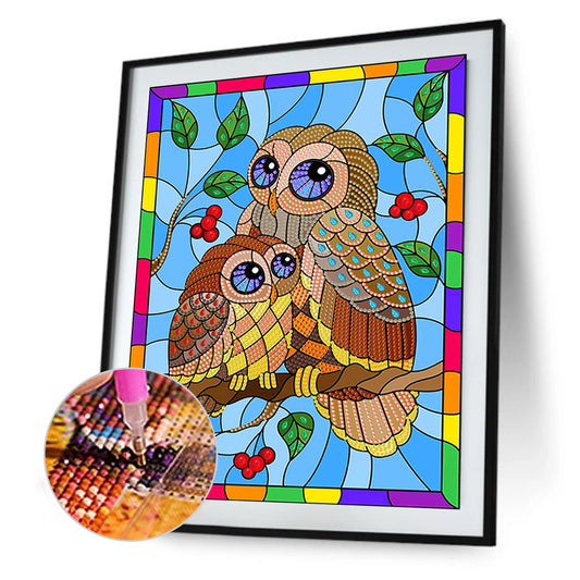 Rainbow Owl - Special Shaped Drill Diamond Painting 30*40CM