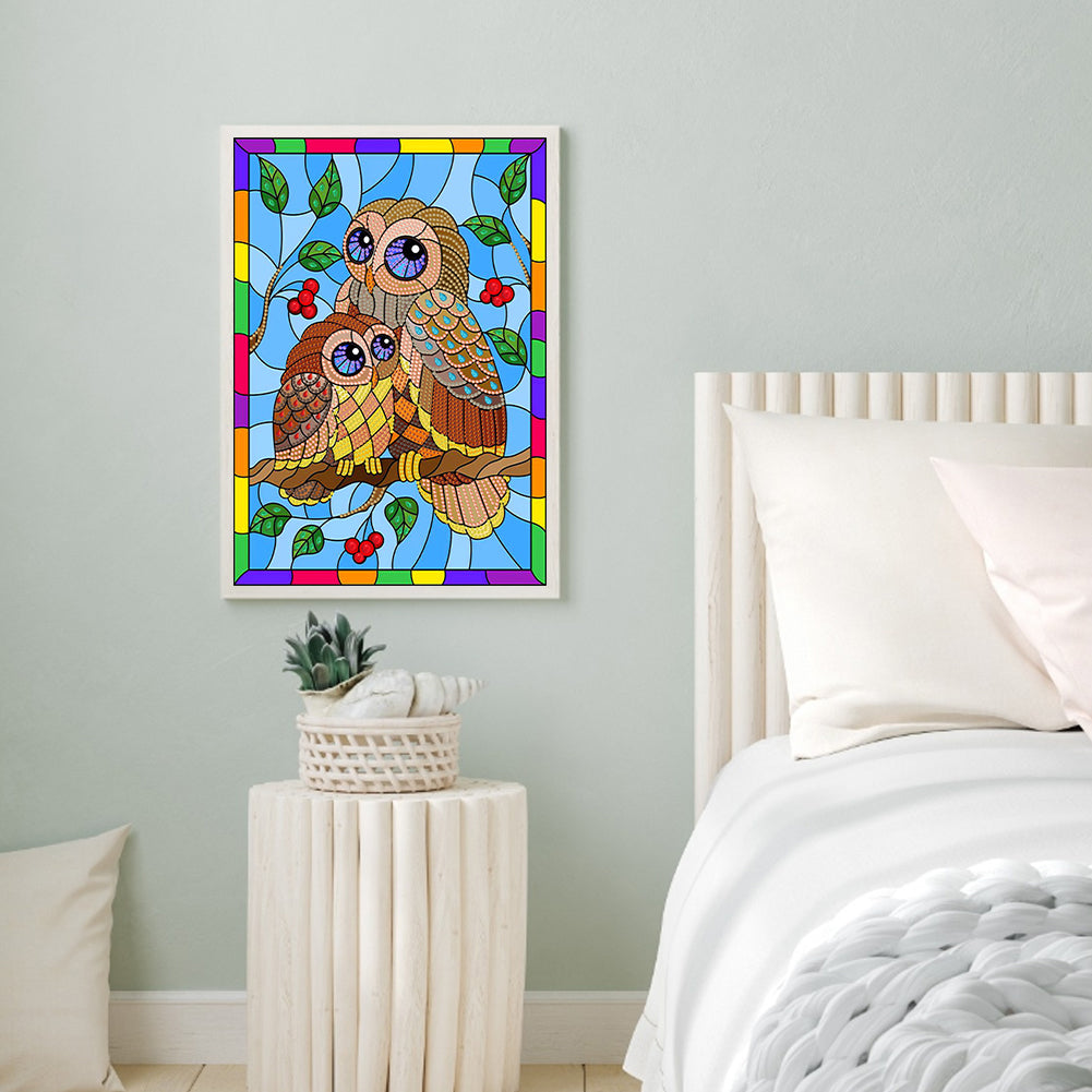 Rainbow Owl - Special Shaped Drill Diamond Painting 30*40CM